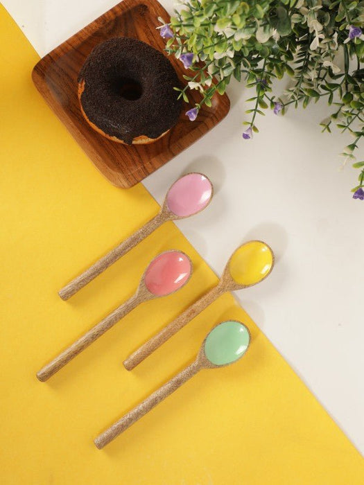 Colorful Rainbow Wooden Spoons Set Of -4