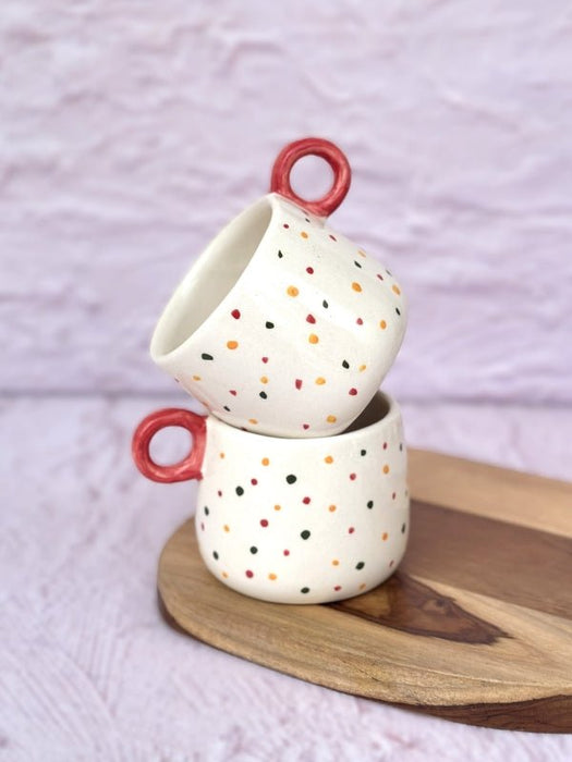 Colourful Dots Ceramic Coffee Cup - 300 ml