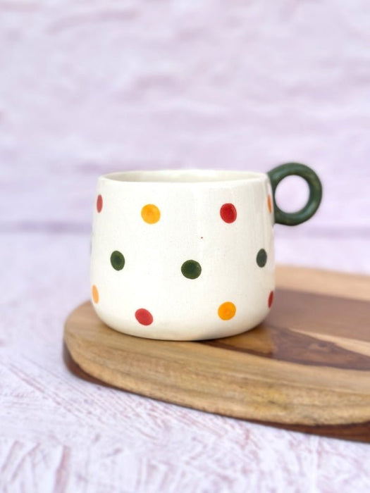 Colourful Polka Dots Ceramic Coffee Cup - 300 ml