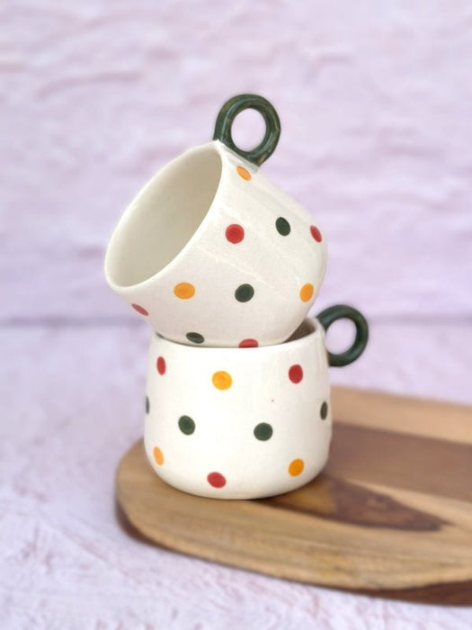 Colourful Polka Dots Ceramic Coffee Cup - 300 ml