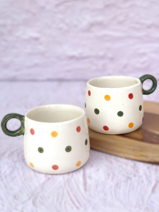 Colourful Polka Dots Ceramic Coffee Cup - 300 ml