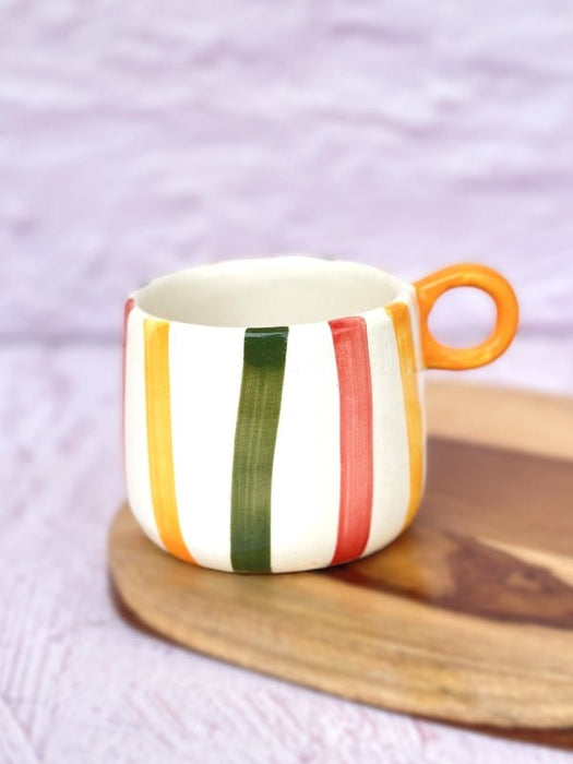 Ceramic Colourful Stripes Coffee Cup-300 ml