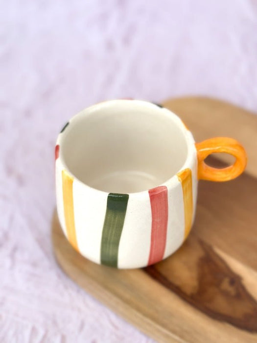 Ceramic Colourful Stripes Coffee Cup-300 ml