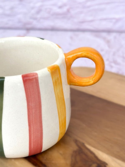 Ceramic Colourful Stripes Coffee Cup-300 ml