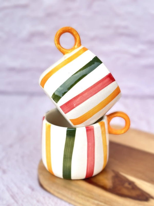 Ceramic Colourful Stripes Coffee Cup-300 ml