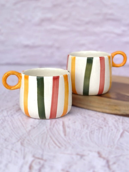 Ceramic Colourful Stripes Coffee Cup-300 ml