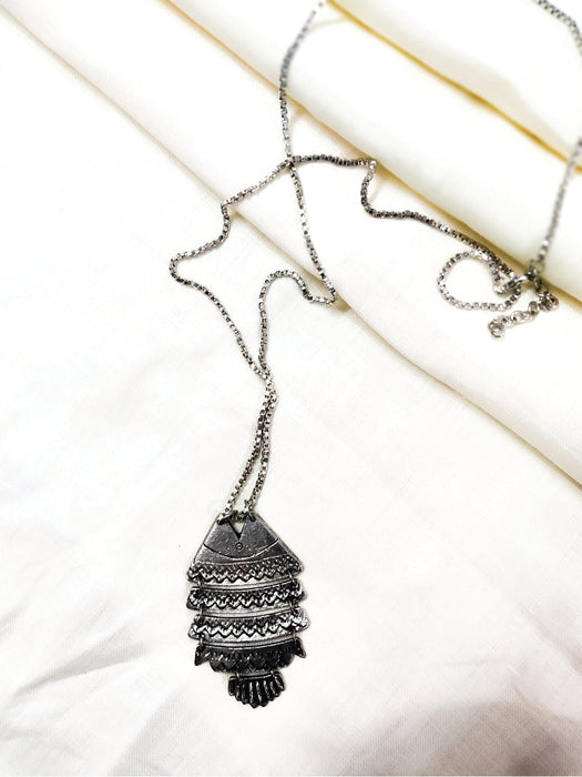 Silver-Toned Metal Handcrafted Necklace