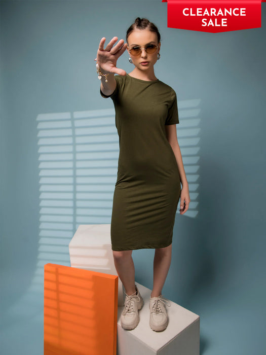 Round Neck Shorts Sleeve Bodycon Dress