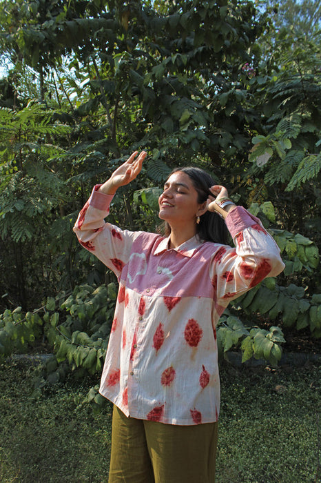 Bageeya "Yugen" Handwoven Organic Cotton Unisex Shirt | Crafted with Sacred Temple beel patra infused with Manjishta and Lac