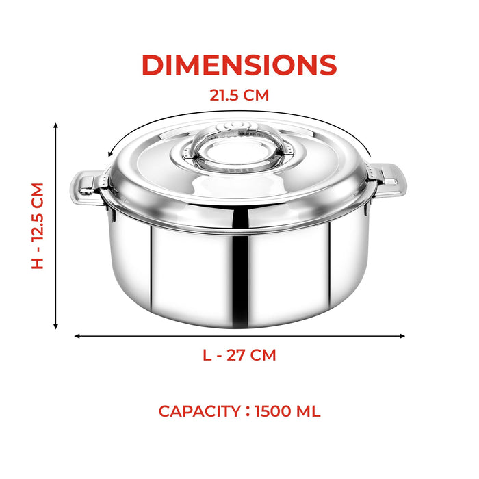 Avistar Gift Set | Double Wall Insulated Stainless Steel Casserole Gift Set | Hot Case/ Hotpot/ Chapati Box/ Curry Serveware | Firm Twist Lock | Sturdy Side Handles |