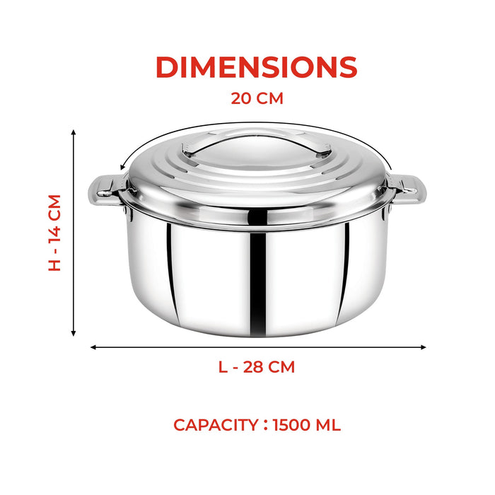 Platina Premium Casserole Gift Set (1000Ml, 1500Ml, 2500Ml) | Riveted Handles | Puf Insulated |