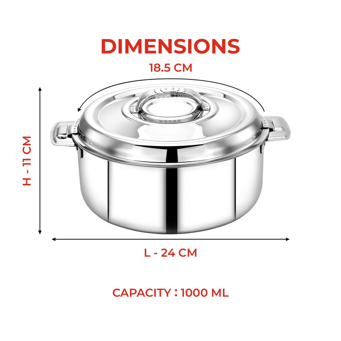 Avistar Gift Set | Double Wall Insulated Stainless Steel Casserole Gift Set | Hot Case/ Hotpot/ Chapati Box/ Curry Serveware | Firm Twist Lock | Sturdy Side Handles |