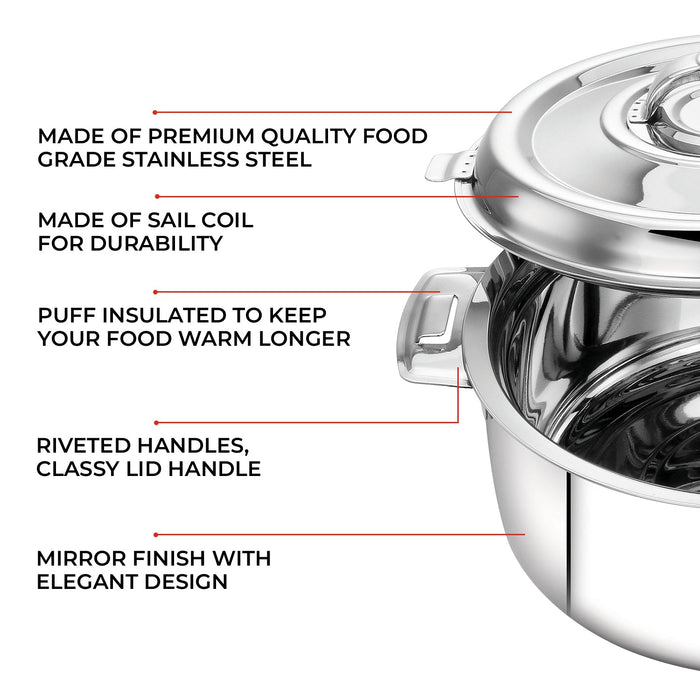 Avistar Gift Set | Double Wall Insulated Stainless Steel Casserole Gift Set | Hot Case/ Hotpot/ Chapati Box/ Curry Serveware | Firm Twist Lock | Sturdy Side Handles |