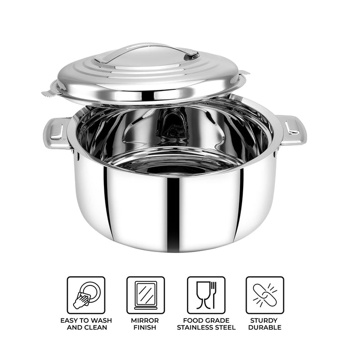 Platina Premium Casserole Gift Set (1000Ml, 1500Ml, 2500Ml) | Riveted Handles | Puf Insulated |