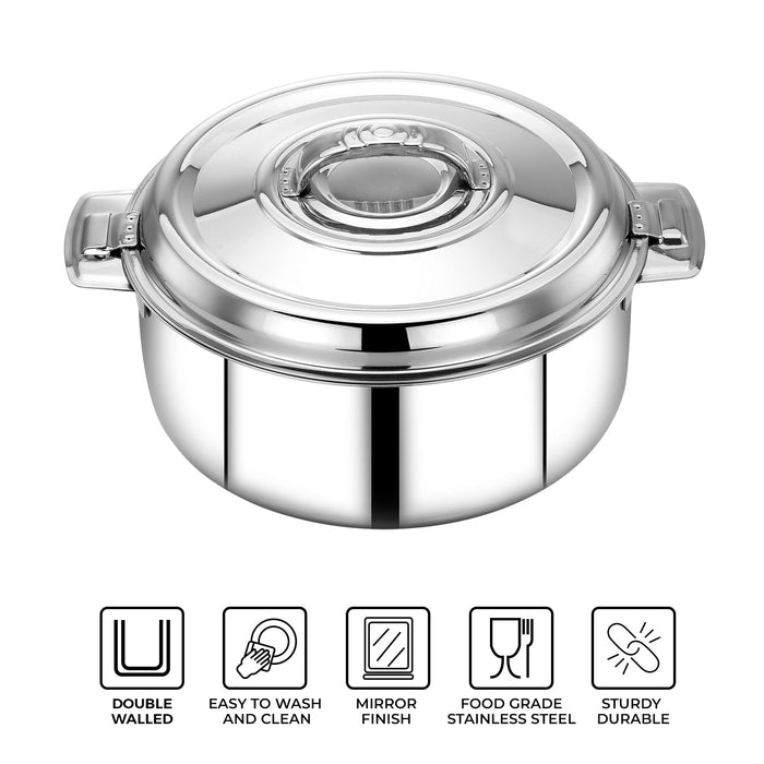 Avistar Gift Set | Double Wall Insulated Stainless Steel Casserole Gift Set | Hot Case/ Hotpot/ Chapati Box/ Curry Serveware | Firm Twist Lock | Sturdy Side Handles |