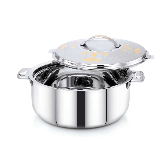 Emerald Premium Stainless Steel Casserole | Twist Lock | Easy Grip Handles | 24 Carat Gold | 2500Ml/3500Ml