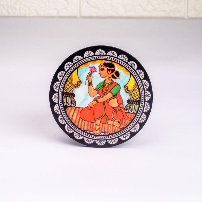 Ceramic Paripatra Pattachitra Mug with Coaster - Green