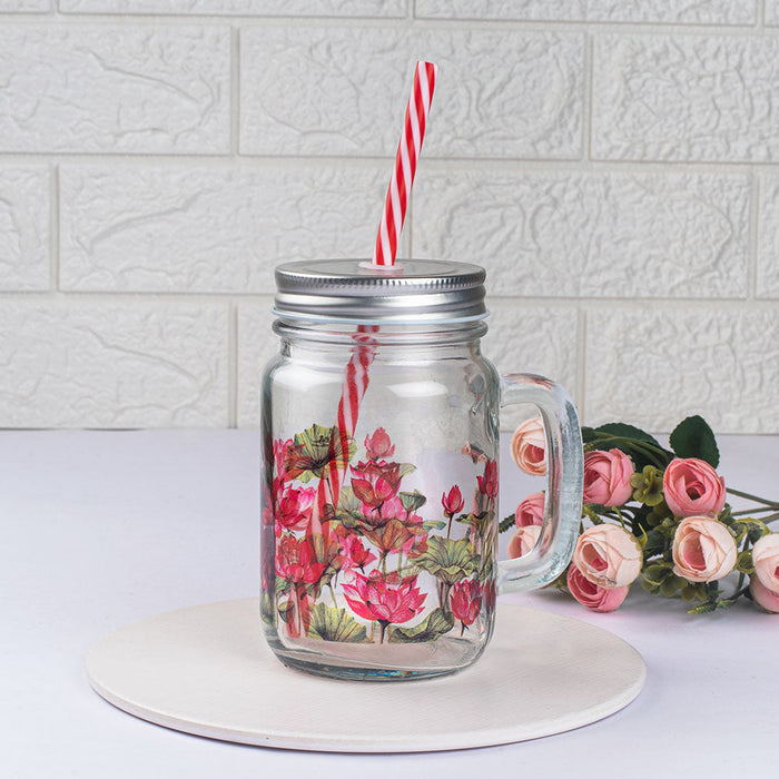 Lotus Field Clear Mason Jar