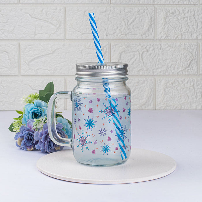 Whistling Snowflakes Clear Mason Jar