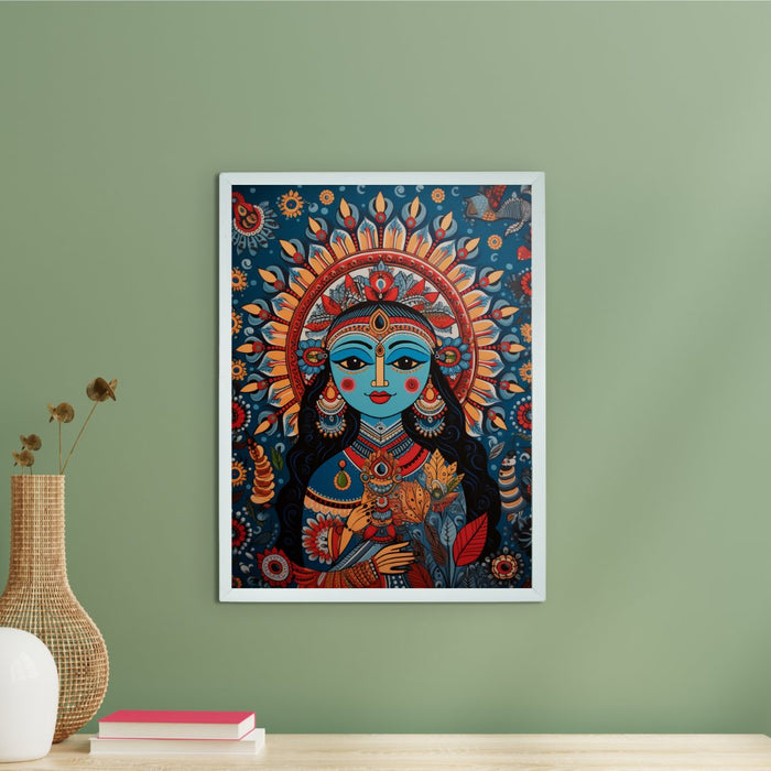 Radha Blue Essence: Artisan Canvas Wall Decor Elegance