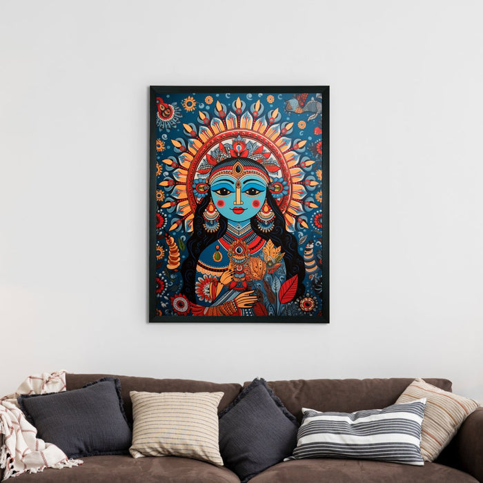 Radha Blue Essence: Artisan Canvas Wall Decor Elegance