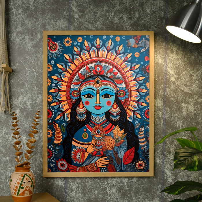 Radha Blue Essence: Artisan Canvas Wall Decor Elegance