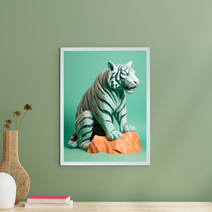 Winter Tiger Canvas: Artisan Wall Decor for Stylish Home Ambiance