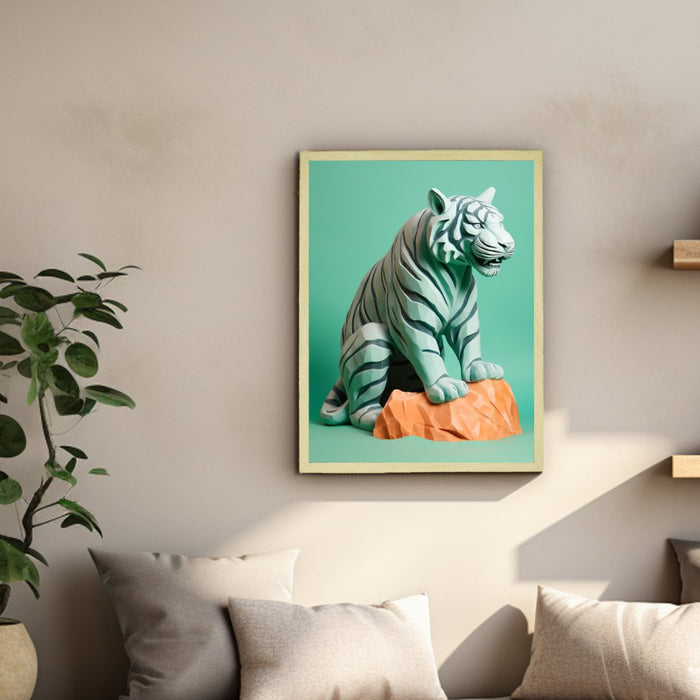 Winter Tiger Canvas: Artisan Wall Decor for Stylish Home Ambiance