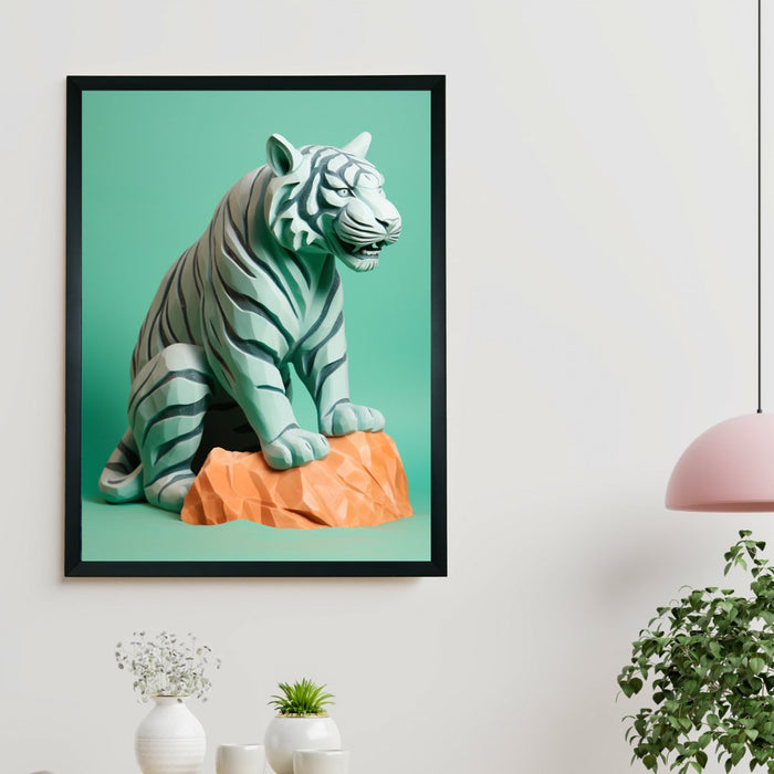 Winter Tiger Canvas: Artisan Wall Decor for Stylish Home Ambiance