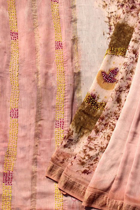 Bageeya Unique handwoven 'Krishna' Maheshwari Saree for Women: Imprinted with Marigold & Rose