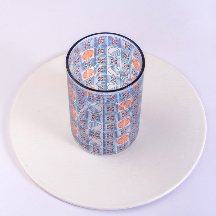 Geometric Blue and Orange Glass Tumblers - Set of 4 and 6