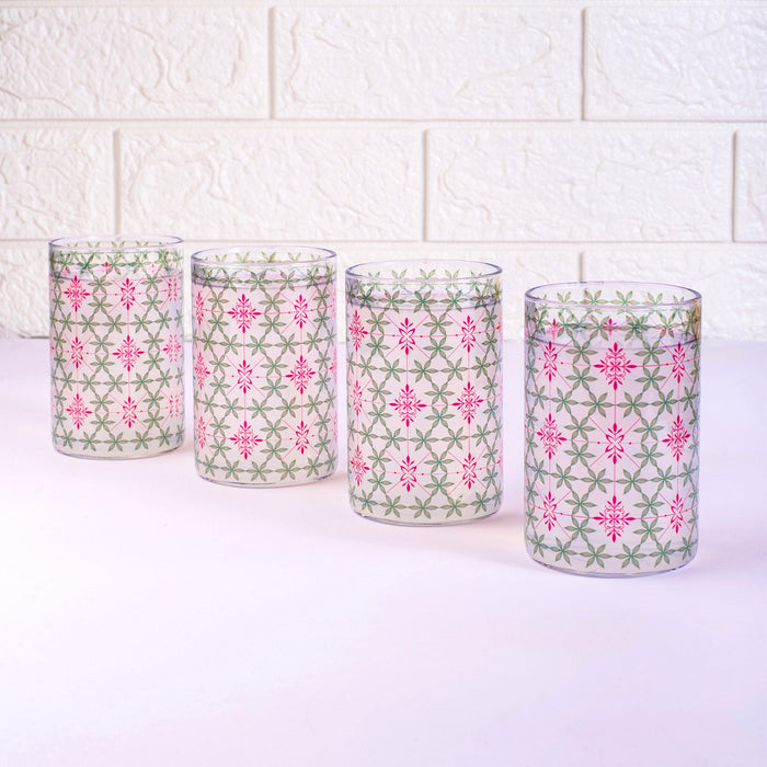 Classic Geometric Pattern Glass Tumblers - Set of 4 and 6