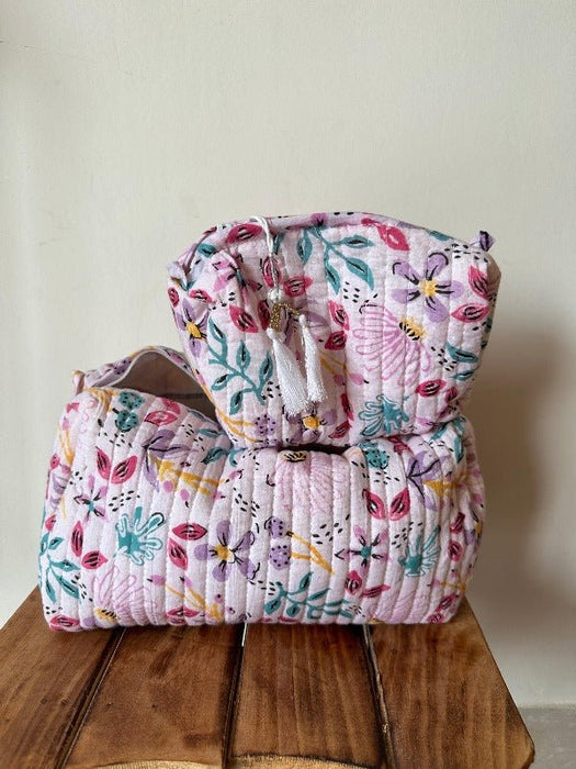 Handblockprinted Cosmetic Pouch Set Of 3