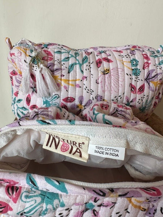 Handblockprinted Cosmetic Pouch Set Of 3