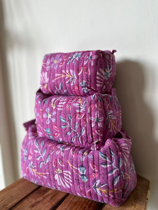 Handblockprinted Cosmetic Pouch Set Of 3