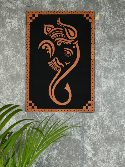 Abstract terracotta ganesh wall decor