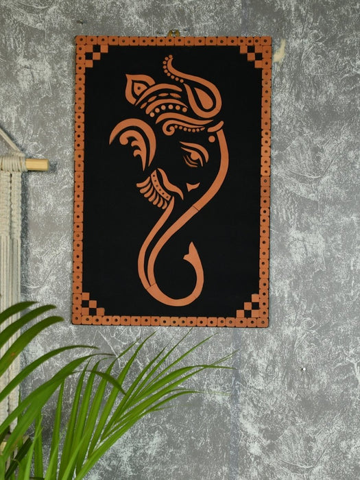 Abstract terracotta ganesh wall decor