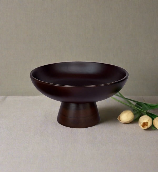 Handcrafted Mango Wood Large Pedestal Bowl