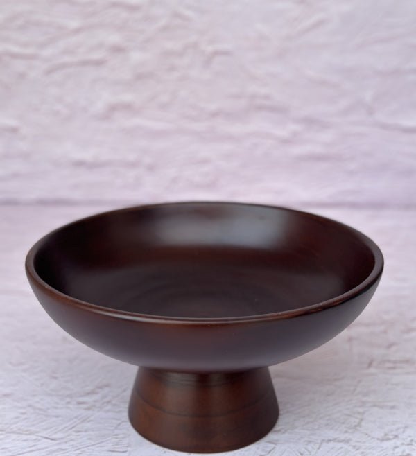 Handcrafted Mango Wood Large Pedestal Bowl