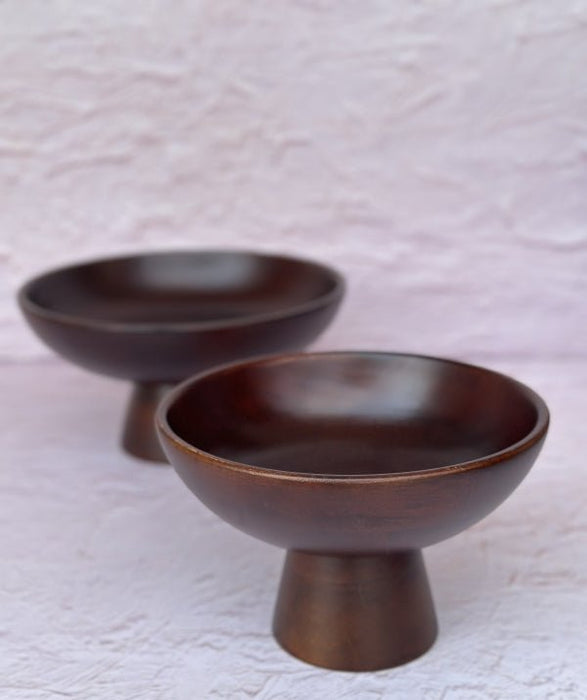 Handcrafted Mango Wood Large Pedestal Bowl