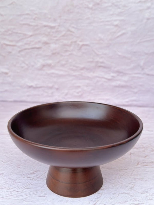 Handcrafted Mango Wood Large Pedestal Bowl