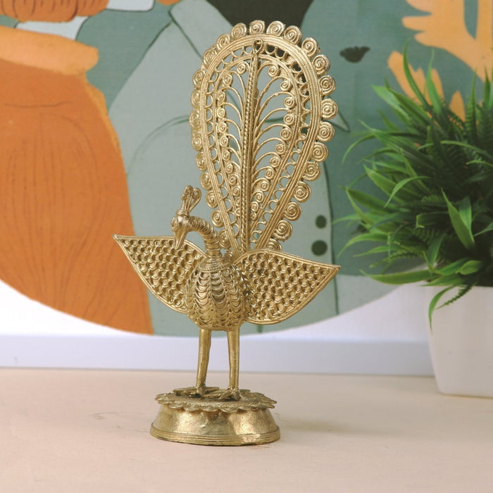 Handcrafted peacock using Dokra metal art