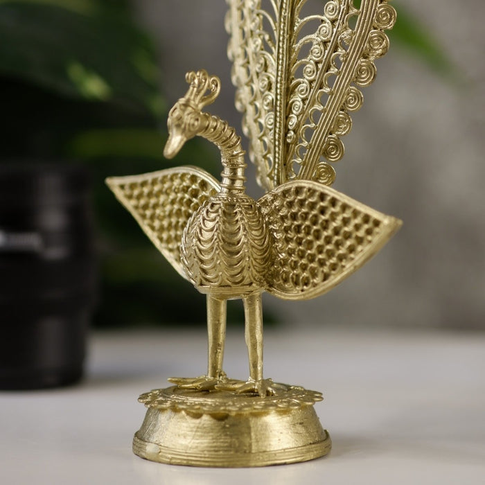 Handcrafted peacock using Dokra metal art