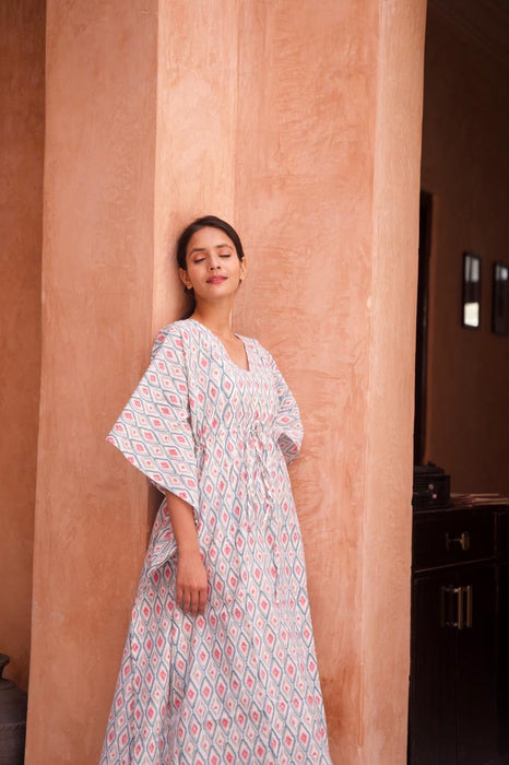 Sunrise Hand Block Cotton Kaftan