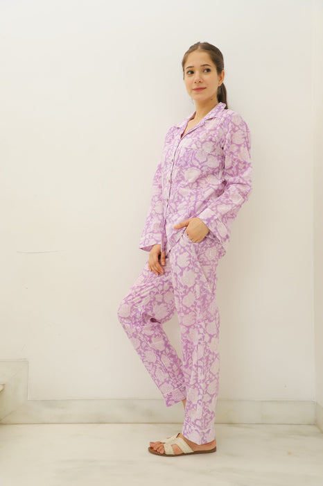 Lavender Lull Hand Block  Full Jammies Set