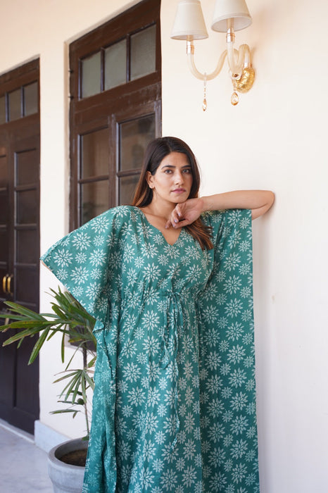 Noor Hand Block Cotton Kaftan