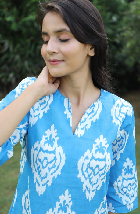 Belly Flop Ikat Cotton Kurta Jammies Set