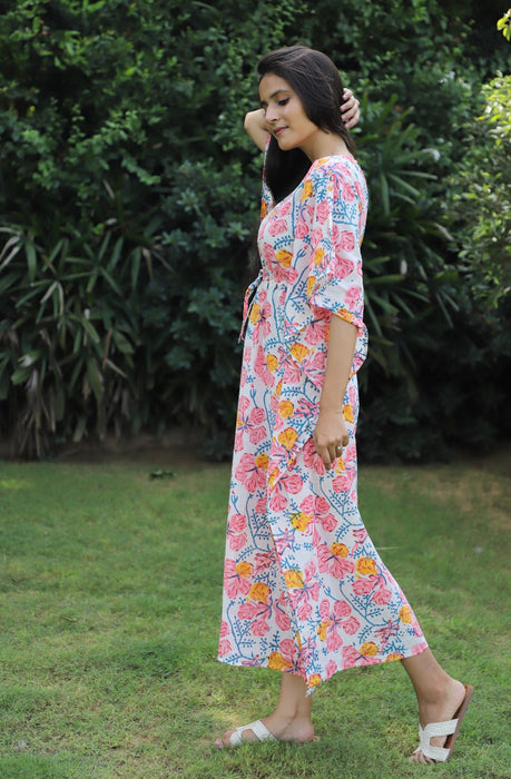 Let Loose Hand Block Cotton Kaftan