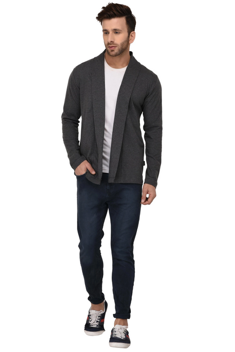 Black Open Cardigan Full Sleeve Shrug For Men