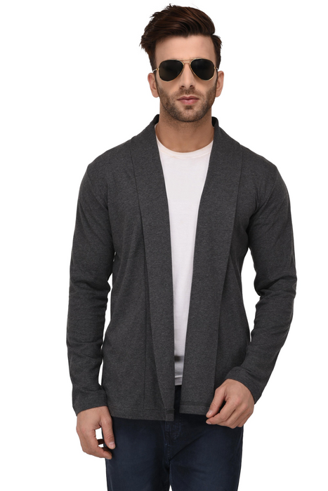 Black Open Cardigan Full Sleeve Shrug For Men